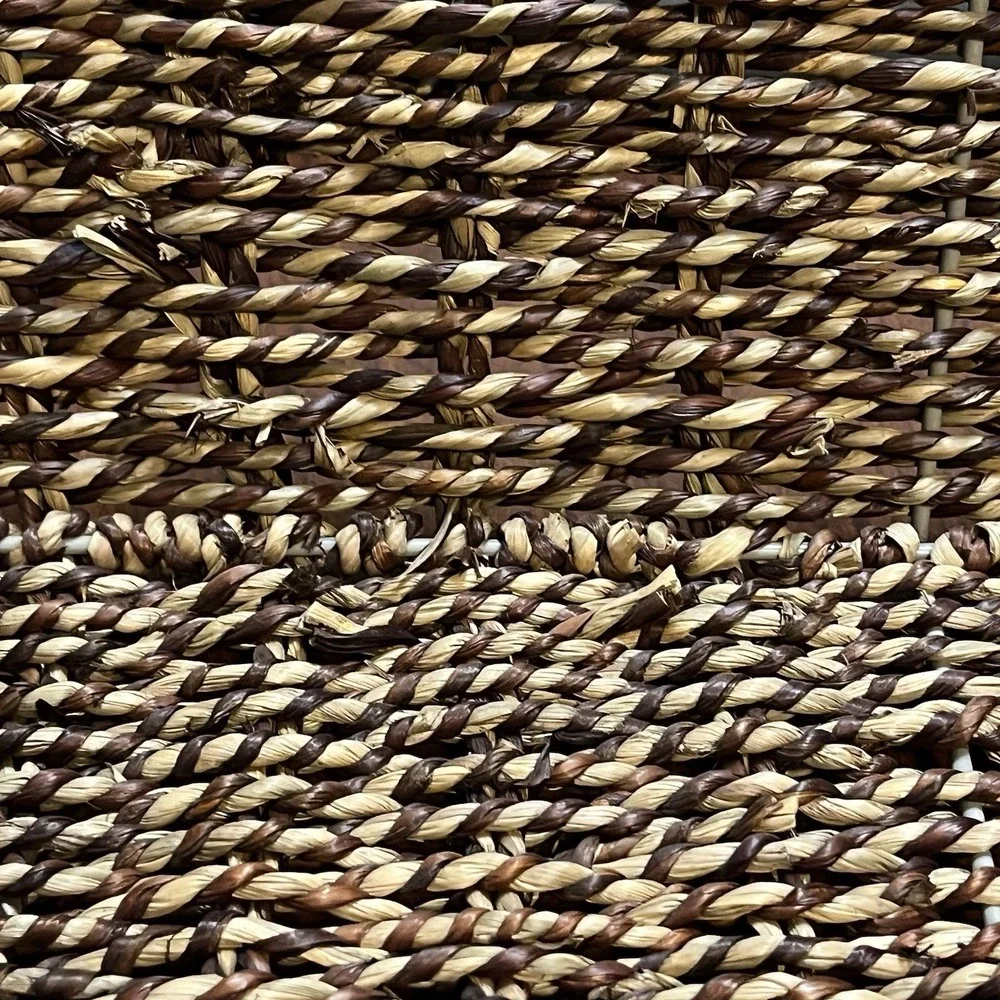 Mainstay‎ Rectangle Brown Seagrass Serving Basket W/Wooden Handles 18.5